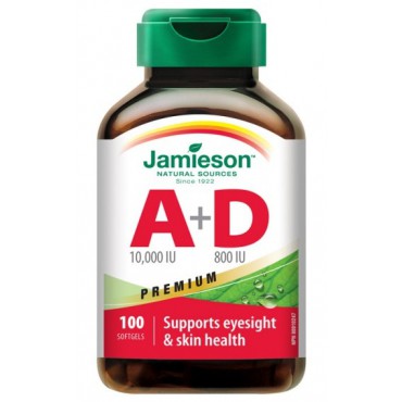 Jamieson: Vitamíny A+D 10 000/800 IU Prem.100cps.