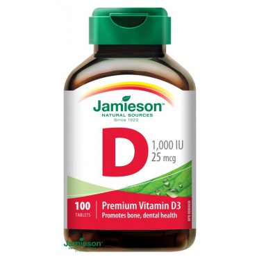 Jamieson: Vitamín D3 25 mcg/1000 IU 100tbl.