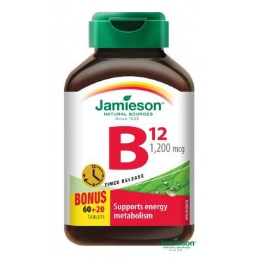 Jamieson: Vitamín B12 methylkobalamin 1200 μg s postupným uvolňováním 80tbl.