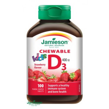 Jamieson: Vitamín D3 Kids jahoda cucací 100tbl.