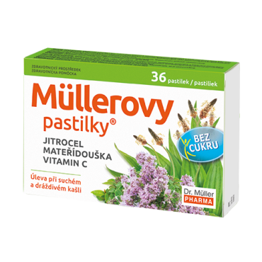 Müllerovy pastilky jitrocel, mateřídouška bez cukru 36ks