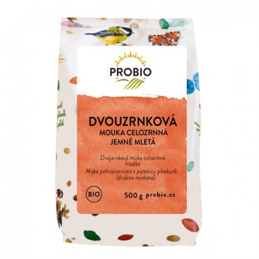 Mouka dvouzrnková celozrnná jemně mletá BIO 500g