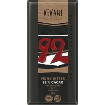 Vivani: Čokoláda hořká 92% BIO 80g