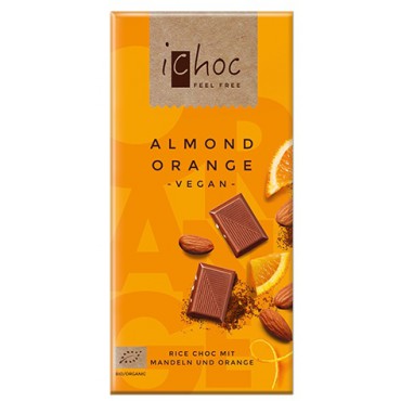 iChoc: Rýžová čokoláda s mandlemi a pomerančem BIO 80g