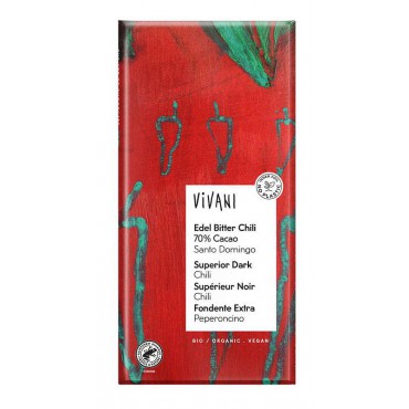 Vivani: Čokoláda hořká 70% s chilli BIO 100g 