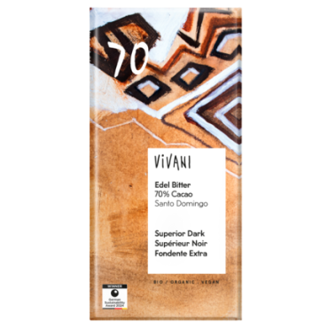 Vivani: Čokoláda hořká Santo Domingo 70%  BIO 80g