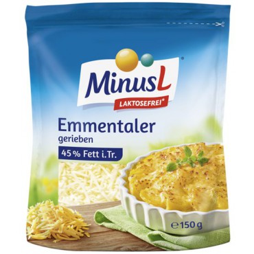 MinusL: Sýr Emmentaler strouhaný bez laktózy 150g