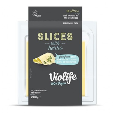 Violife: Rostlinný sýr plátkový s bylinkamii 200g