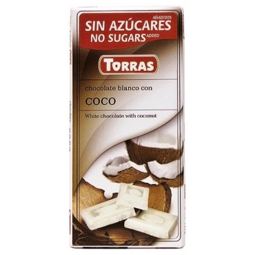 Torras bílá čokoláda s kokosem bez cukru 75g