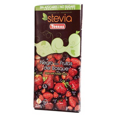 Torras tmavá čokoláda Stevia s lesním ovocem bezlepková 125g
