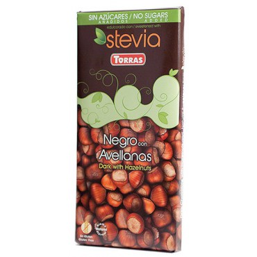 Torras tmavá čokoláda Stevia s oříšky bezlepková 125g