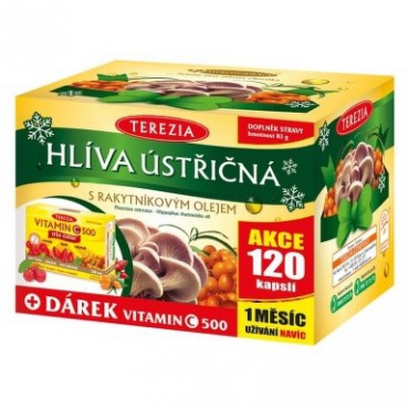 Hlíva ústřičná s rakytníkovým olejem 120cps.+ Vitamín C 60cps.