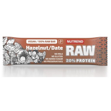 Nutrend: Raw Protein Bar lískový ořech a datle 50g