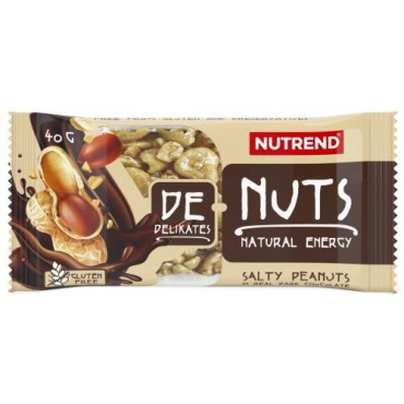 Nutrend: DeNuts: Slané arašídy v hořké čokoládě 40g