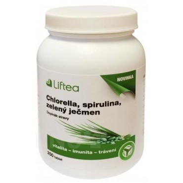 Liftea: Chlorella, spirulina, zelený ječmen 250tbl.