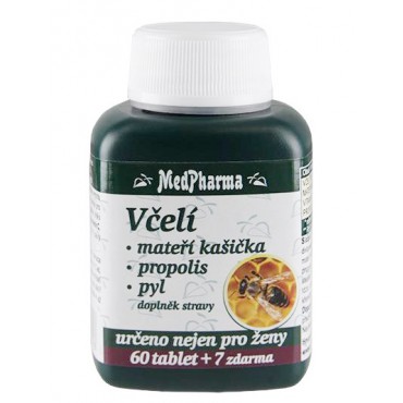 Včelí mateří kašička, propolis, pyl 60+7tbl.