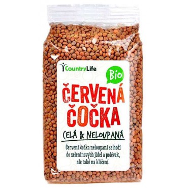 Červená čočka celá neloupaná BIO 500g