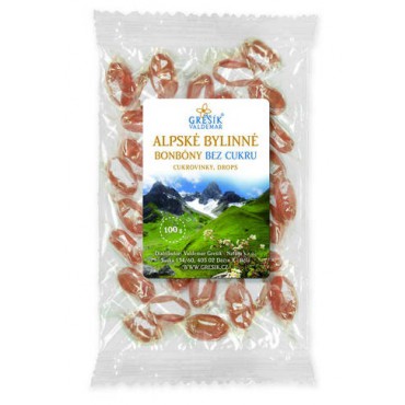Grešík: Alpské bylinné bonbóny bez cukru 100g