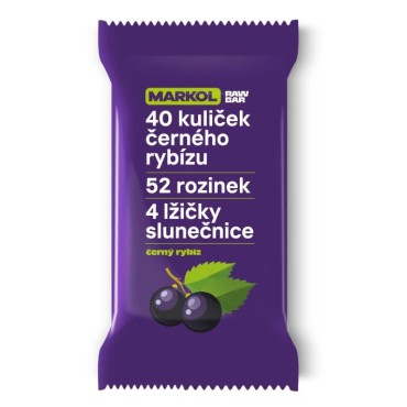 MARKOL Tyčinka rozinková s černým rybízem RAW 40g