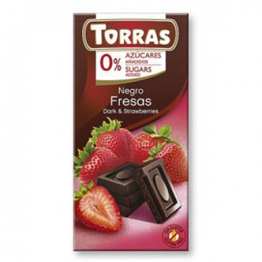 Torras tmavá čokoláda s jahodami bez cukru 75g